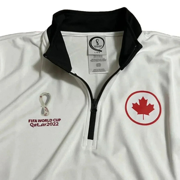 NEW FIFA World Cup 2022 1/4 Zip Top Track Jacket CANADA Large - Black & White - Picture 3 of 5